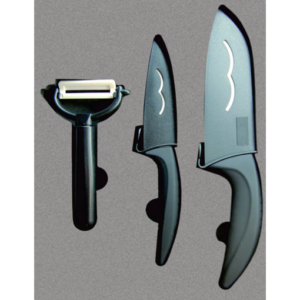 ESTUCHE DE 2 CUCHILLOS + PELADOR CERÁMICA IRISANA.